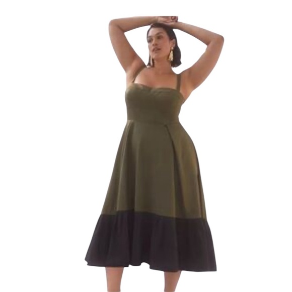 Anthropologie x MARE MARE Corset Bustier Flounce Midi Dress Plus Size 1X Green - Picture 1 of 10